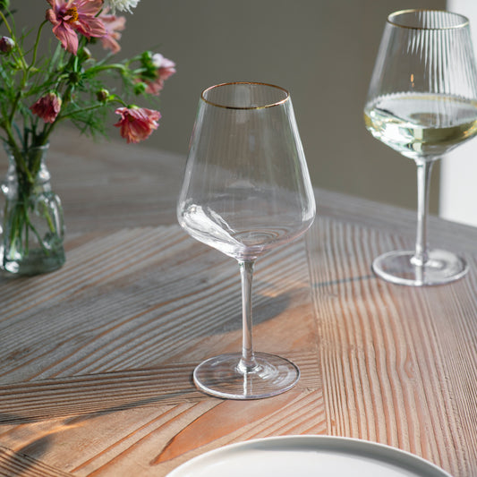 Ridgway Drinking Glass Ripple Relief w Gold Trim H 22cm