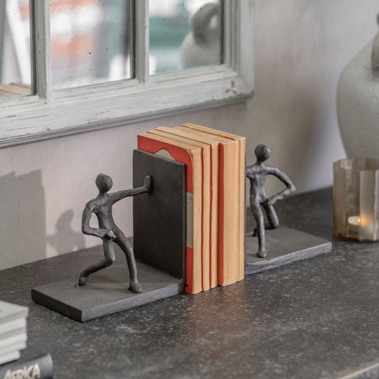 Aluminium Pushing People Bookends