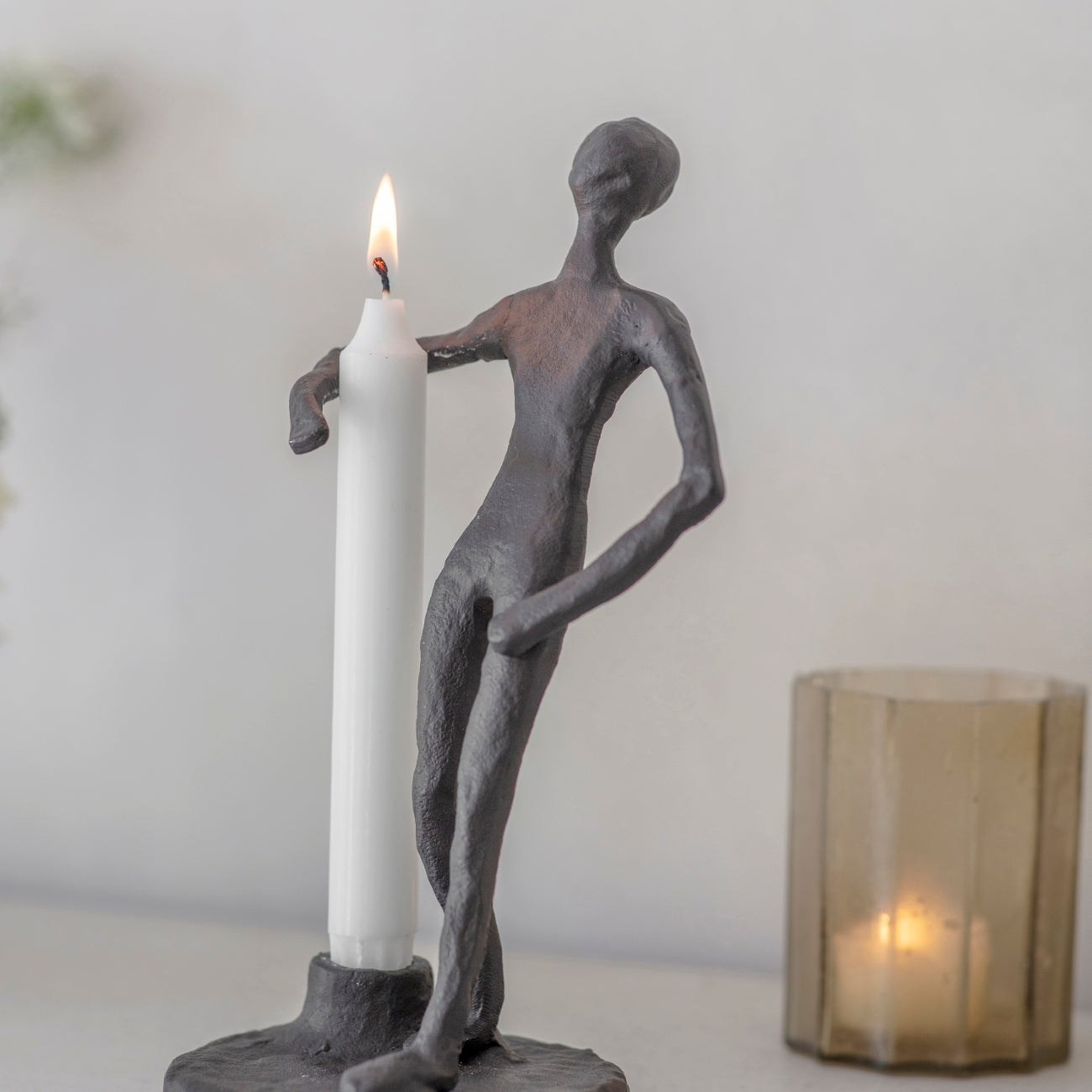 Aluminium Standing Statue Candle Holder