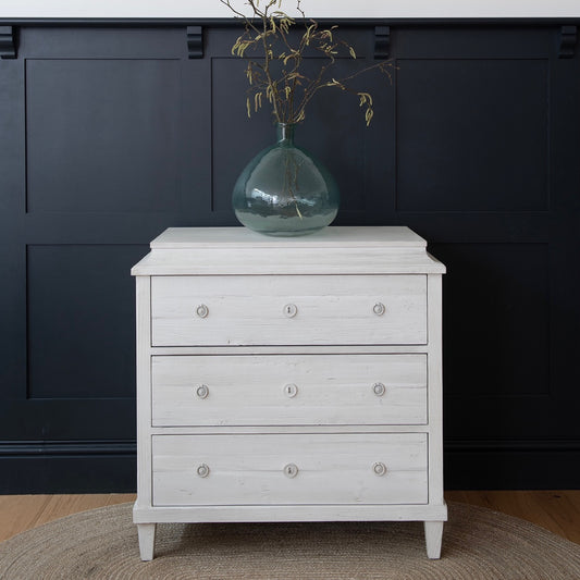 Loumarin Large White Chest of 3 Drawers