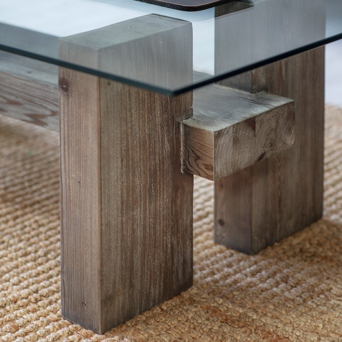 San Clemente Glass Top Pine Coffee Table