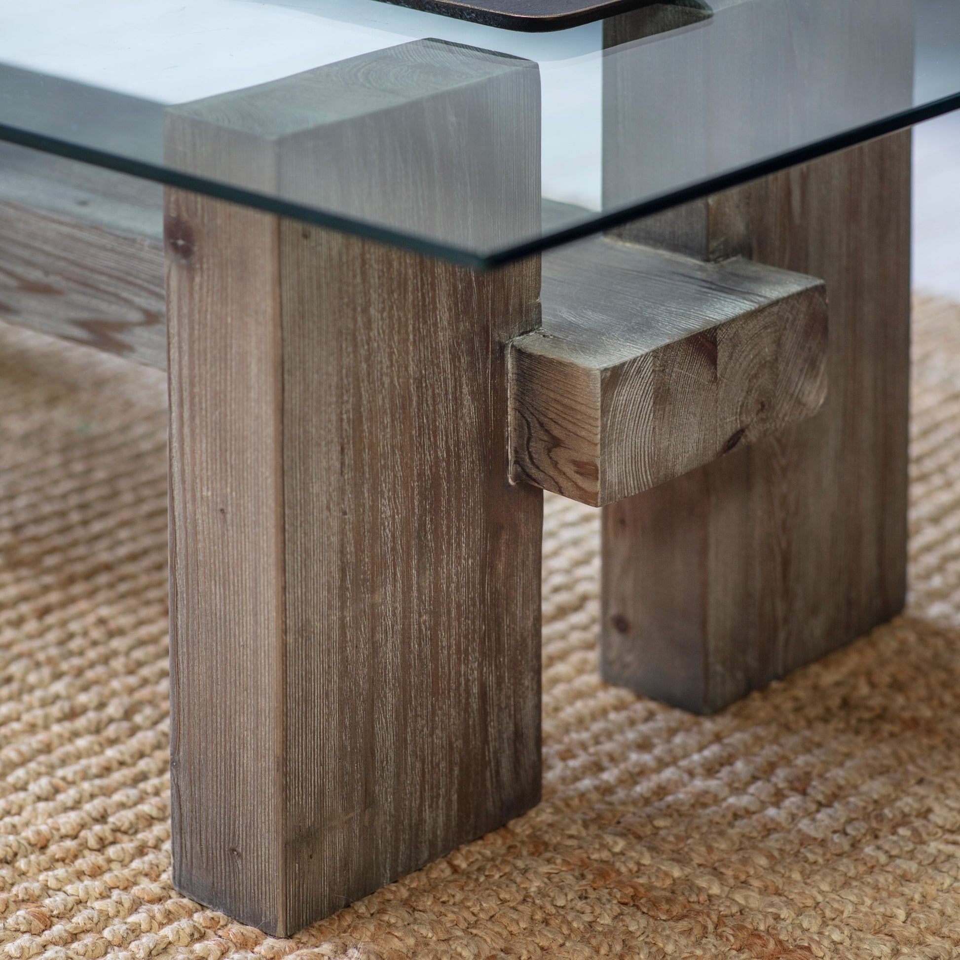 San Clemente Glass Top Pine Coffee Table