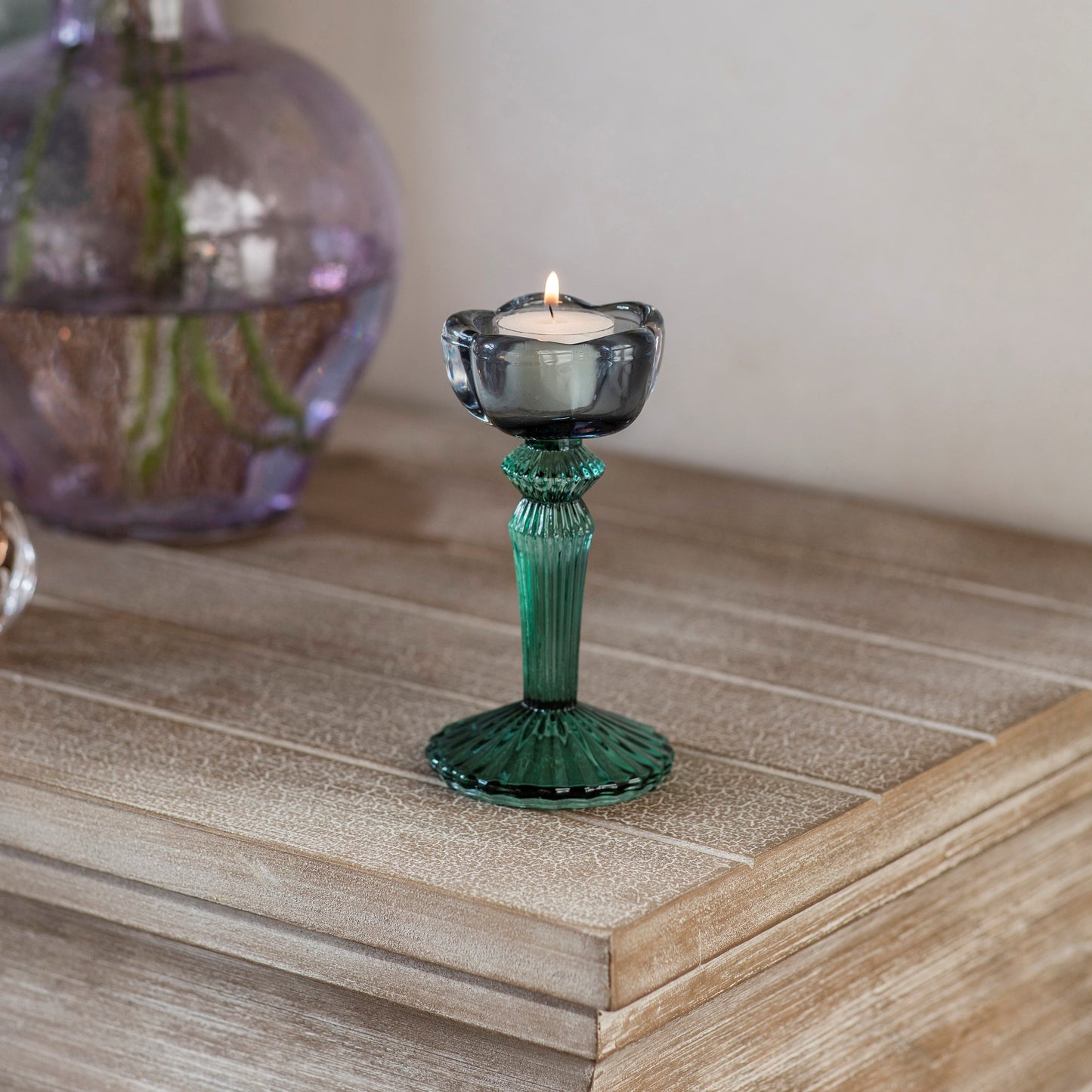 Twyford Smoke Petal Candlestick