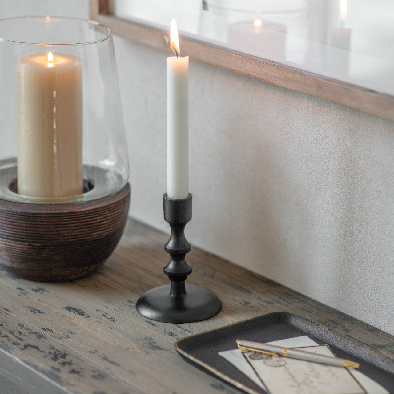 Da Gama Short Black Aluminium Candle Stick