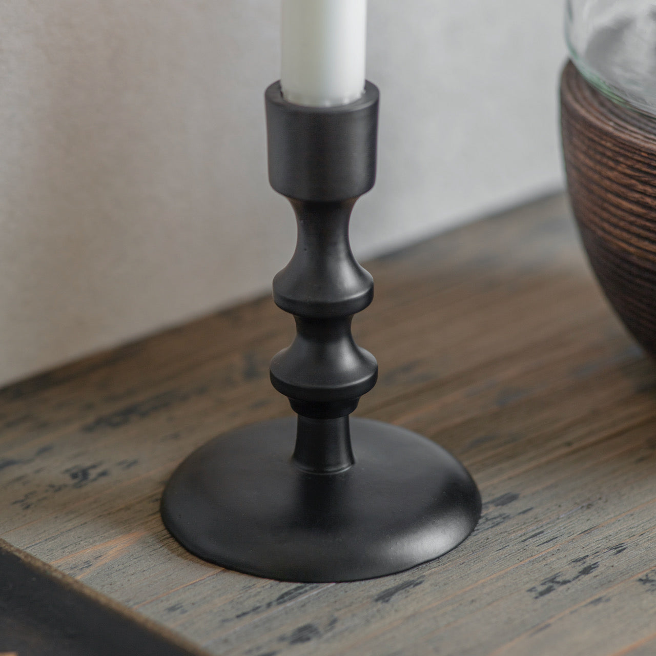 Da Gama Short Black Aluminium Candle Stick