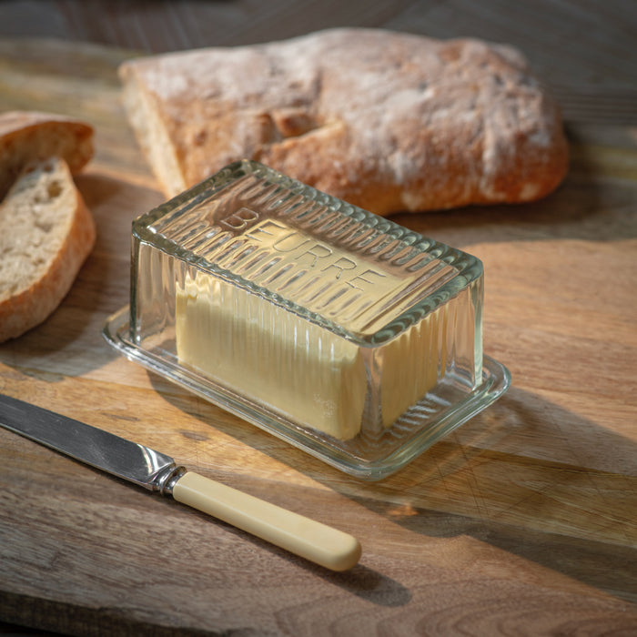 Winchcombe Glass \"BEURRE\" Butter Dish