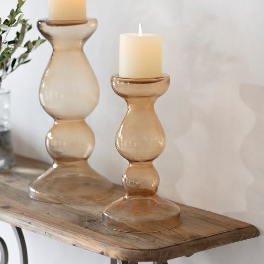Claymore Amber Glass Candle Holder