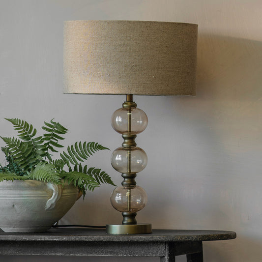 Claymore Antique Gold and Glass Bobble Lamp with Shade