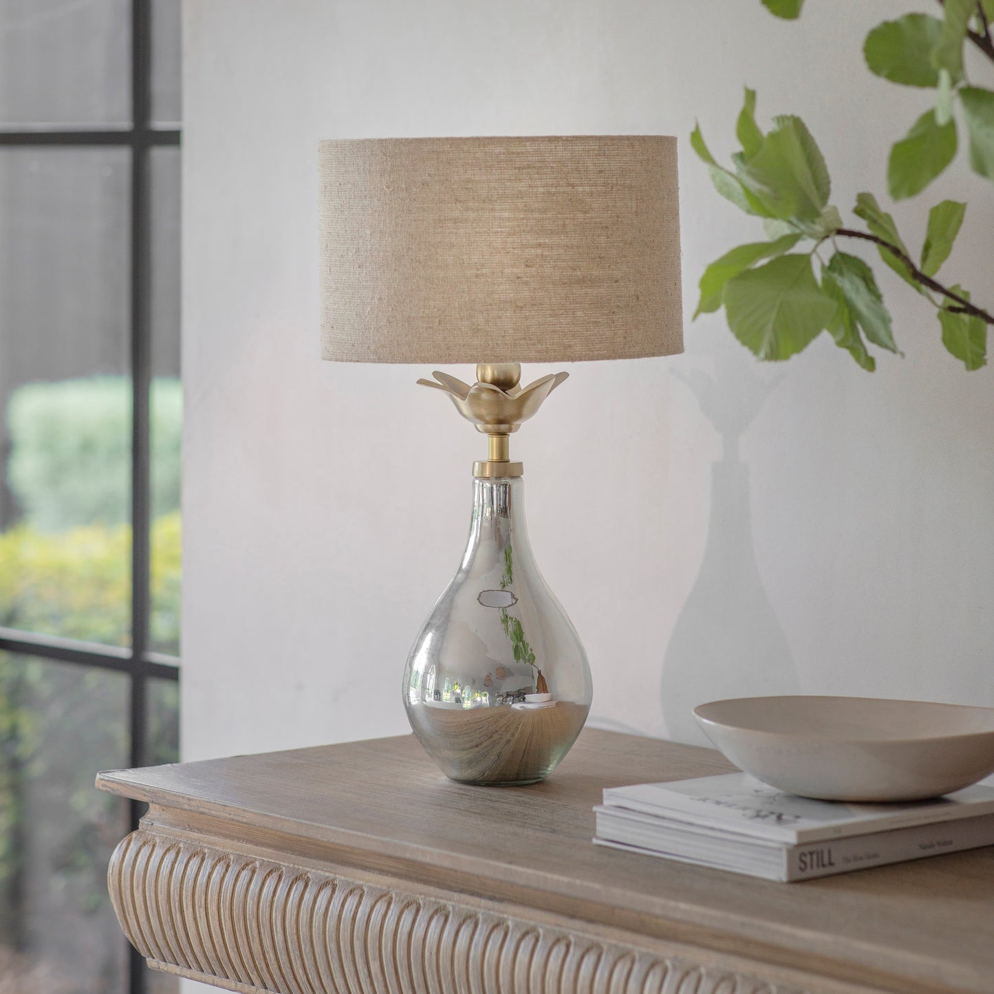 Claymore Mercury Glass Teardrop Lamp with Shade