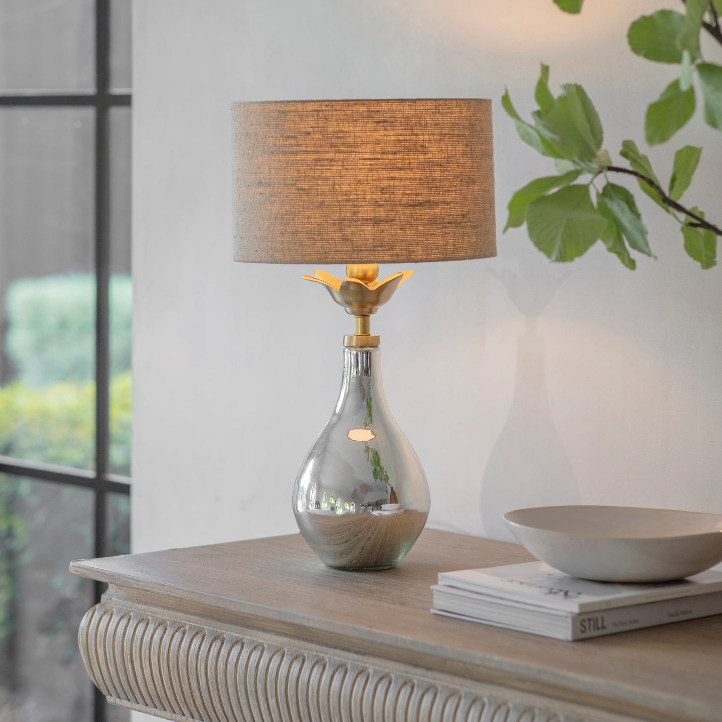 Claymore Mercury Glass Teardrop Lamp with Shade