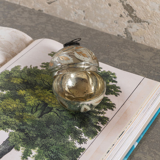 Claymore Etched Glass Votive Holder with Lid