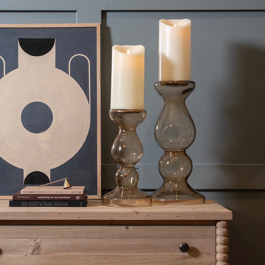 Claymore Oversized Amber Glass Candle Holder