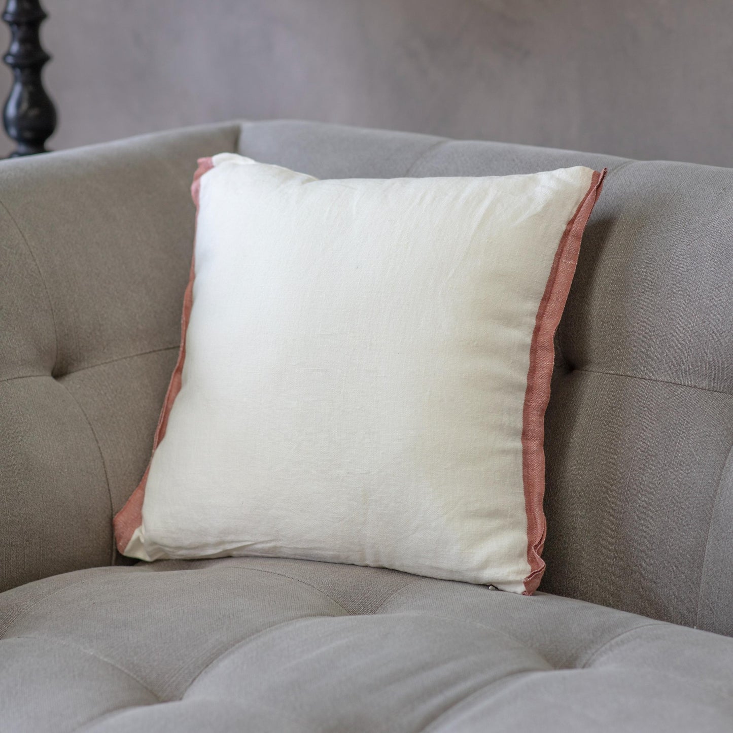 Walden 40cm Ivory Cushion with Brick Red Trim