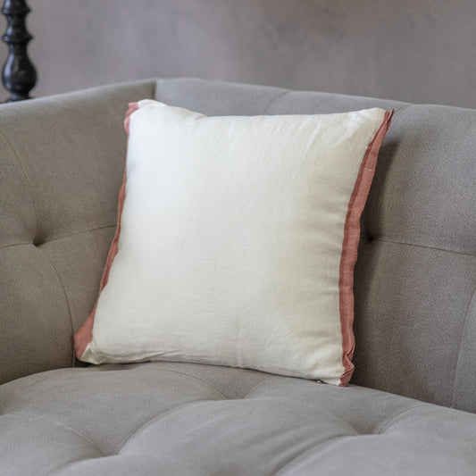 Walden 40cm Ivory Cushion with Brick Red Trim