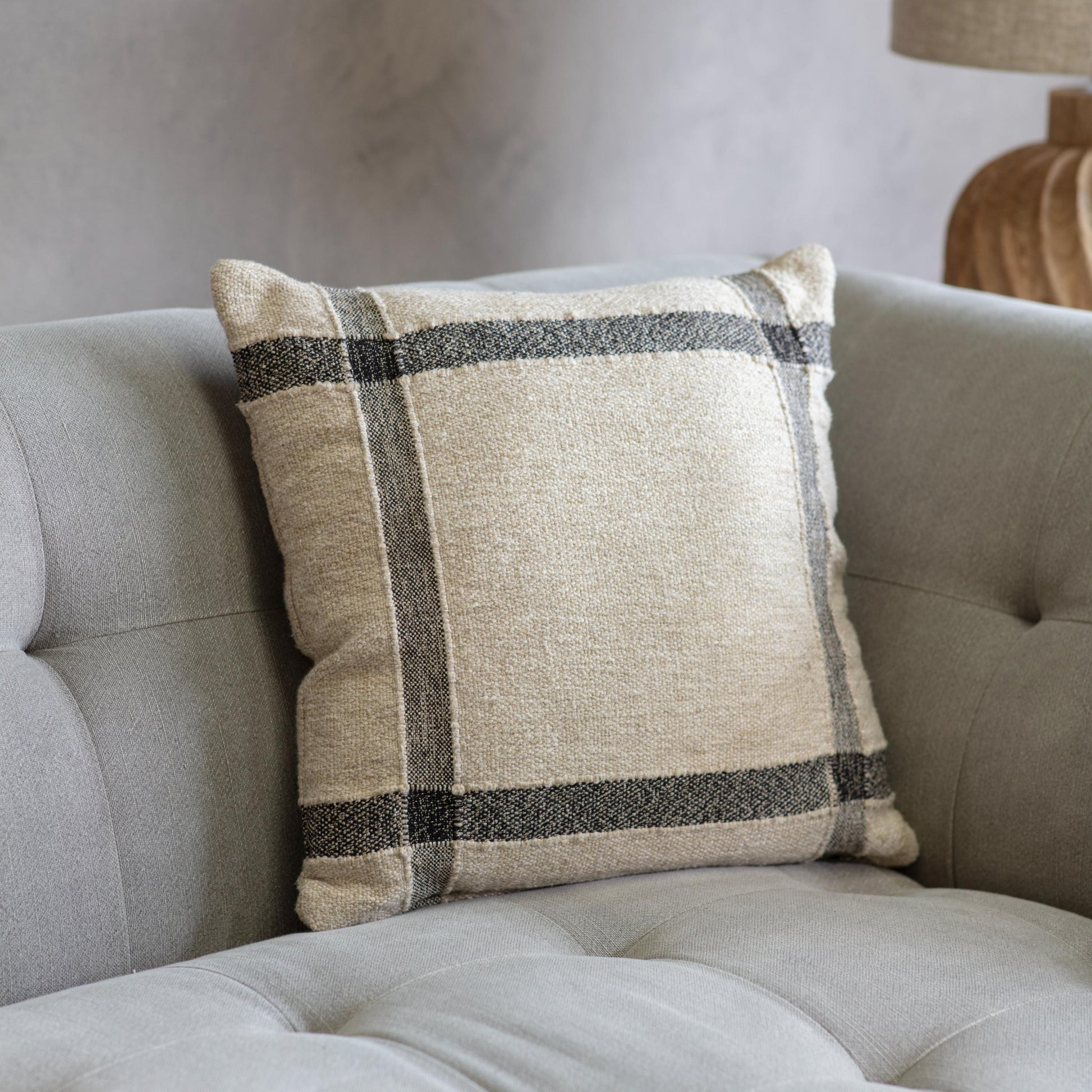 Walden 40cm Natural and Black Thick Lattice Cushion