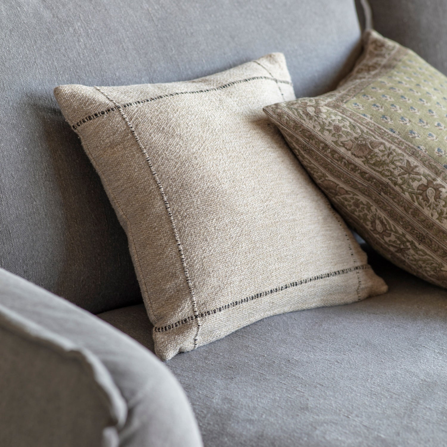 Walden 40cm Natural and Black Thin Lattice Cushion