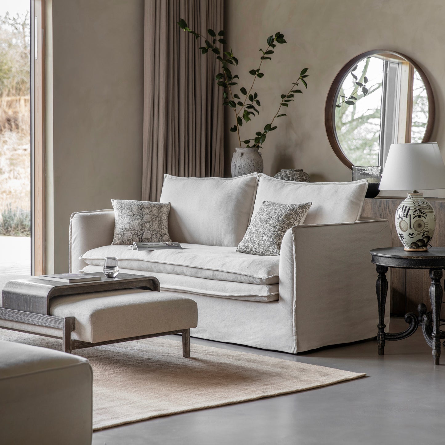 Aldbury 3-Seater Oatmeal Tailored Sofa