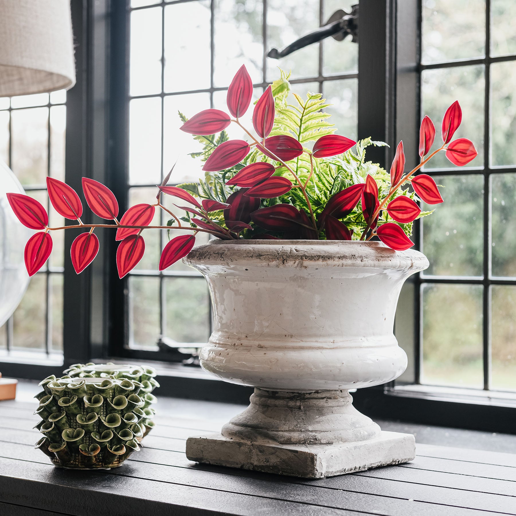 Birkdale White Glazed Stone Squat Planter