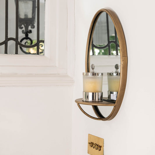 Granville Iron Shelf Mirror in Brass Finish